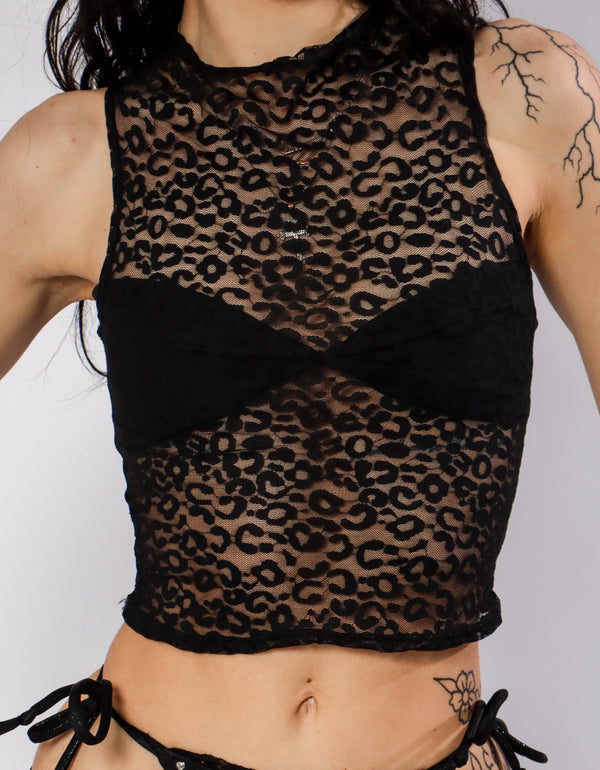 Cheetah Lace Tank Set